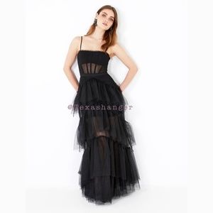 NWT BCBGMaxAzaria Oly Corset Tulle Gown Size 2 Black
